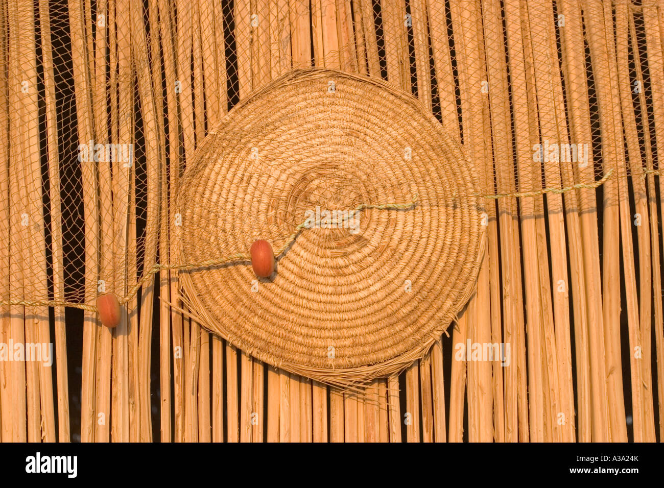 Basket weave Roundel sulla parete Reeded Egitto Foto Stock