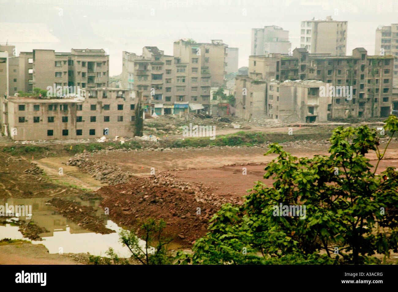 Demolizione di Feng Du, città fantasma, Fiume Yangtze. Foto Stock