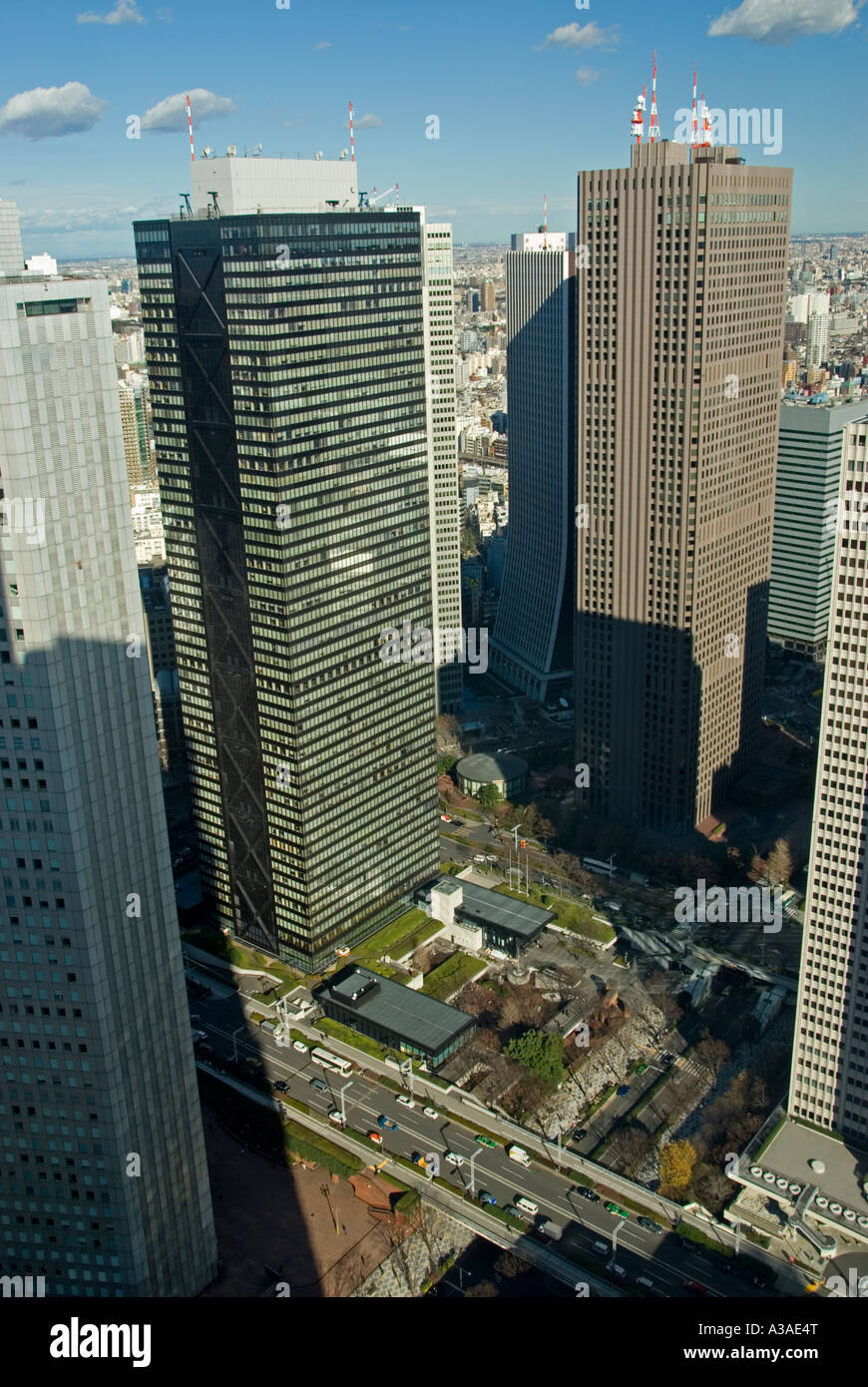 Vista sulla Tokyo dalla sommità del metropolita ufficio governativo nel quartiere di Shinjuku, Giappone, Foto Stock