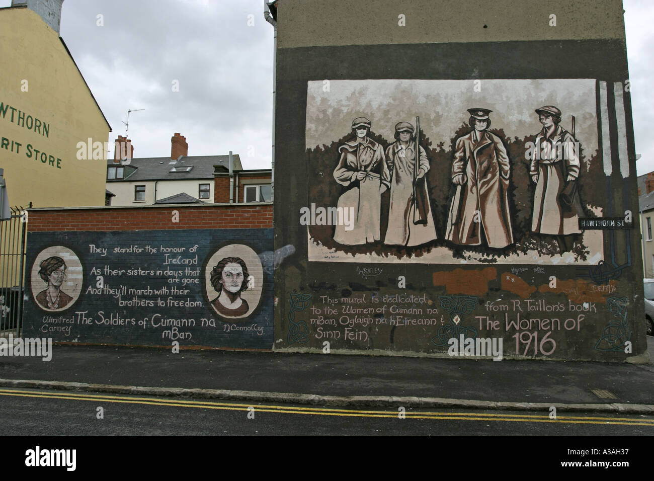 Womens IRA carta murale biancospino street west belfast Irlanda del Nord Foto Stock