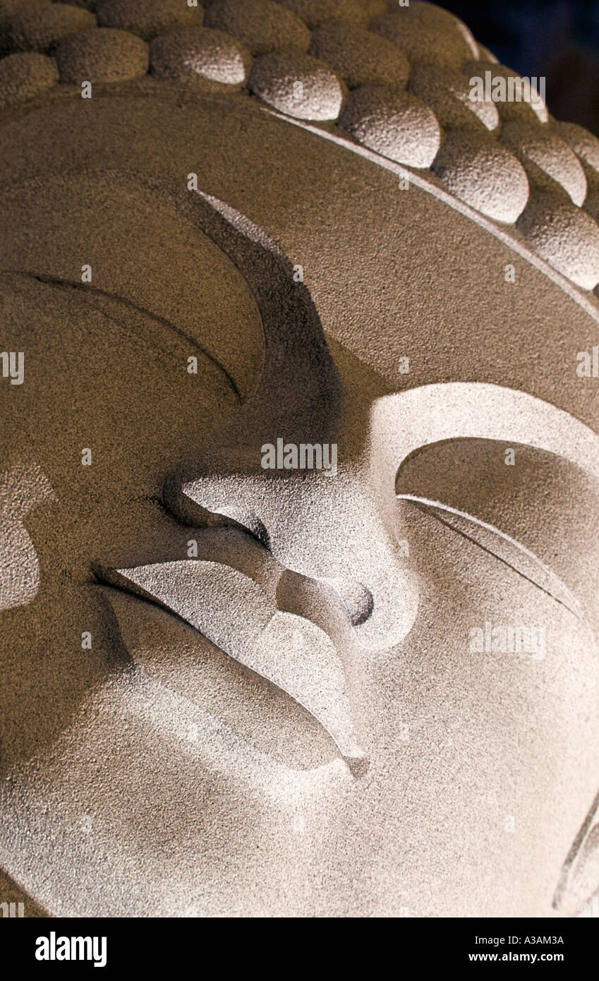 Dettaglio del Buddha statua reclinata a Tsubosaka dera tempio Prefettura di Nara Giappone storico tempio fondata nel 701ANNUNCIO Foto Stock