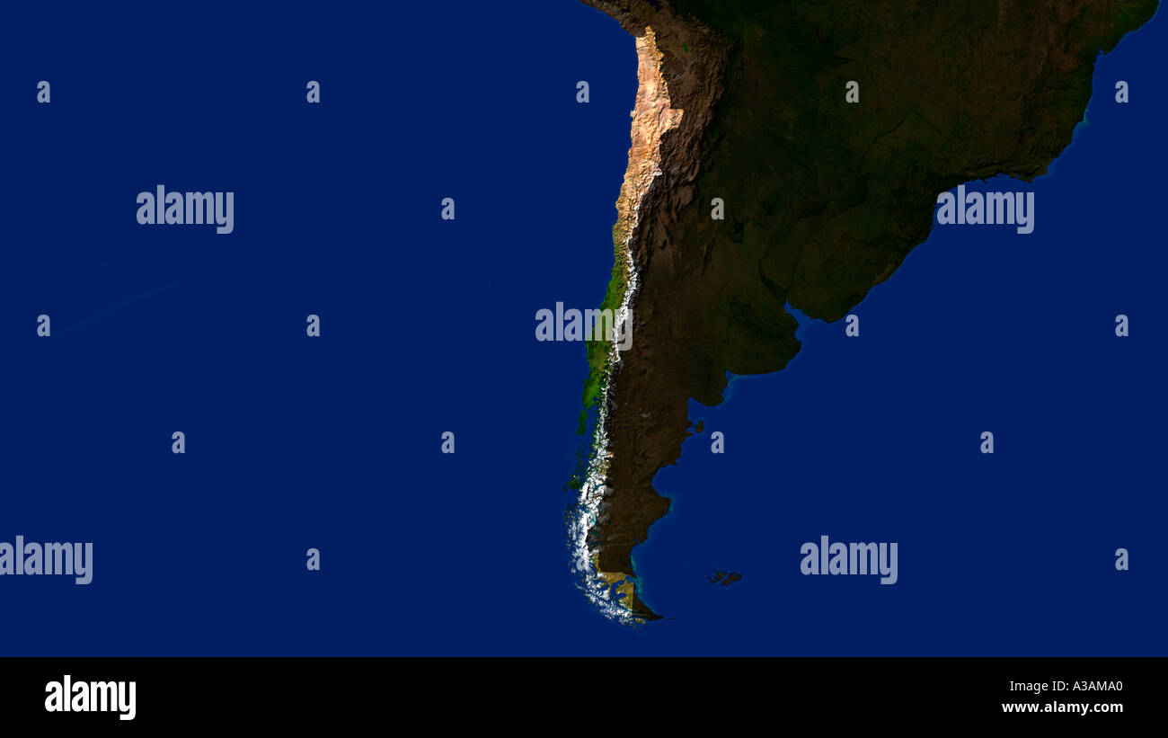Immagine satellitare del Cile ha evidenziato Foto Stock