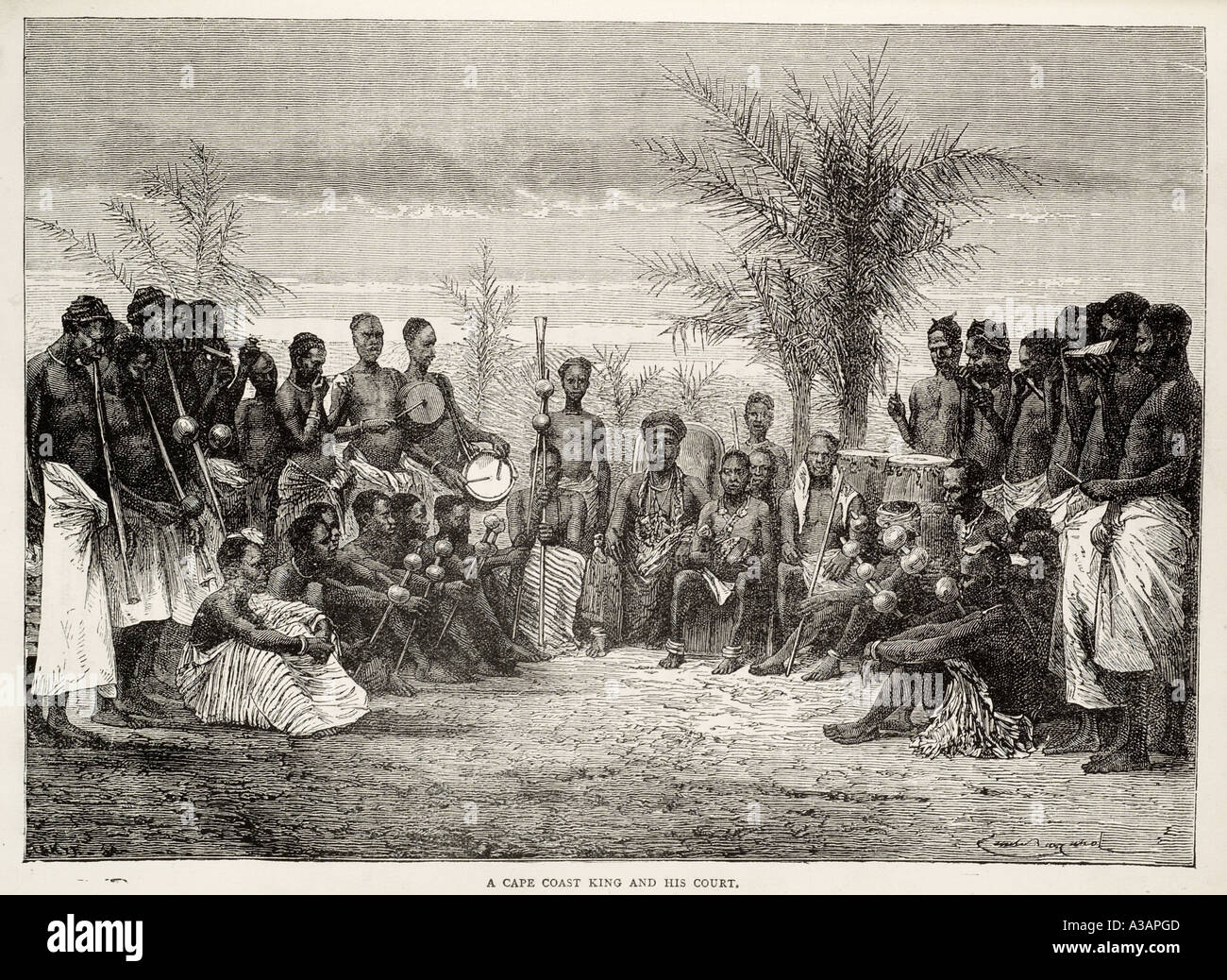 Cape Coast corte king Africa tribù africana tribal leader militare guerriero royal regal guerra Foto Stock