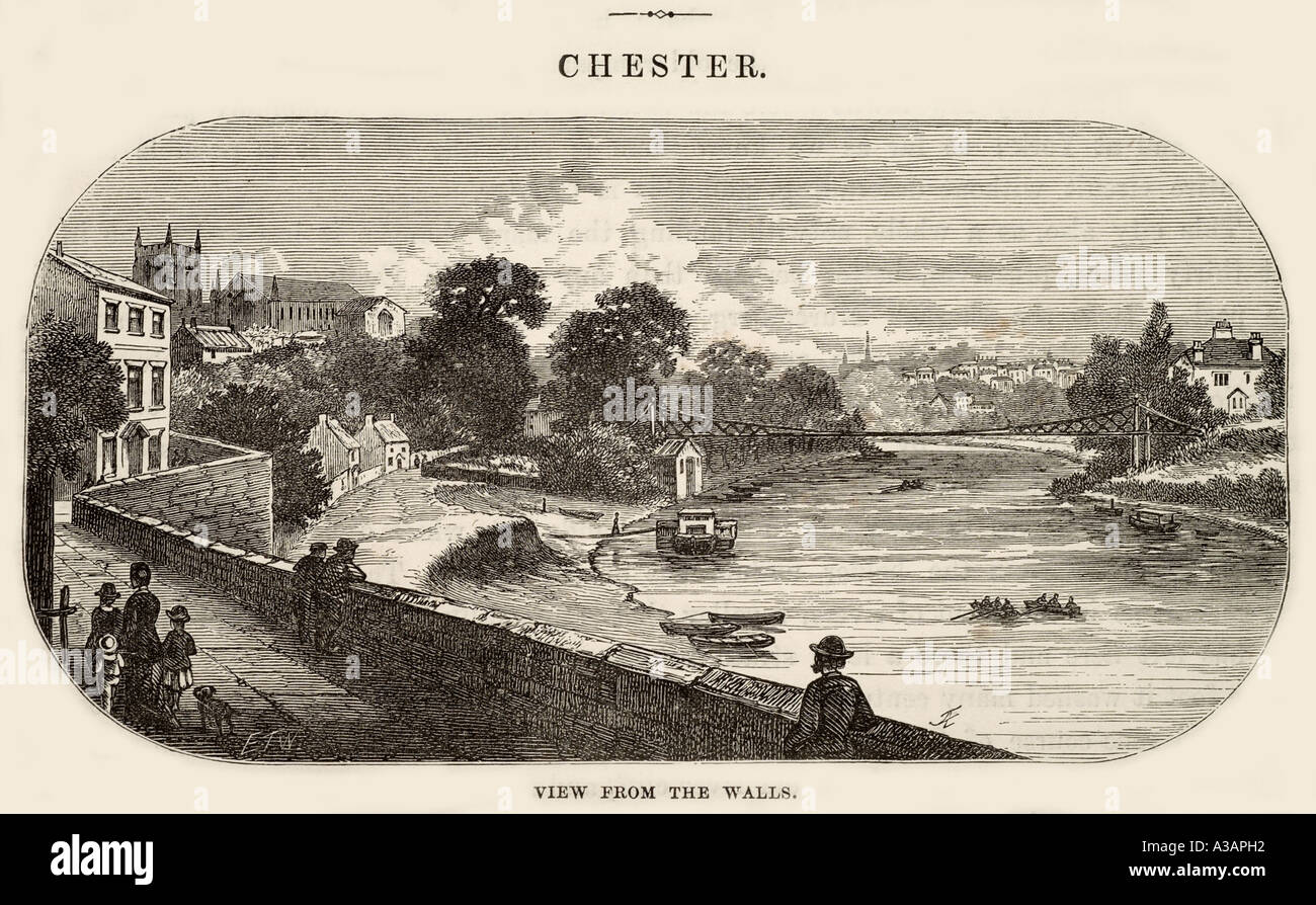 Chester pareti river dee bridge Chehire Inghilterra romana English UK Regno Unito GB Gran Bretagna UE Unione europea EUROPA Foto Stock