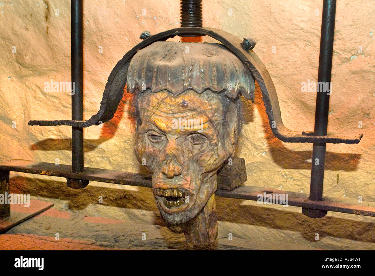 Camera di Tortura scena presso il Museo dell'Inquisizione Guanajuato Messico Foto Stock