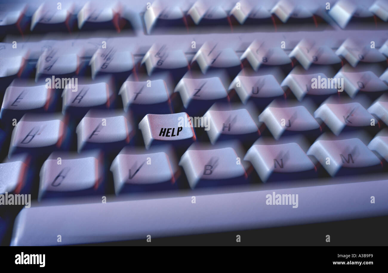 Tastiera di un computer con funzione di HELP Foto Stock