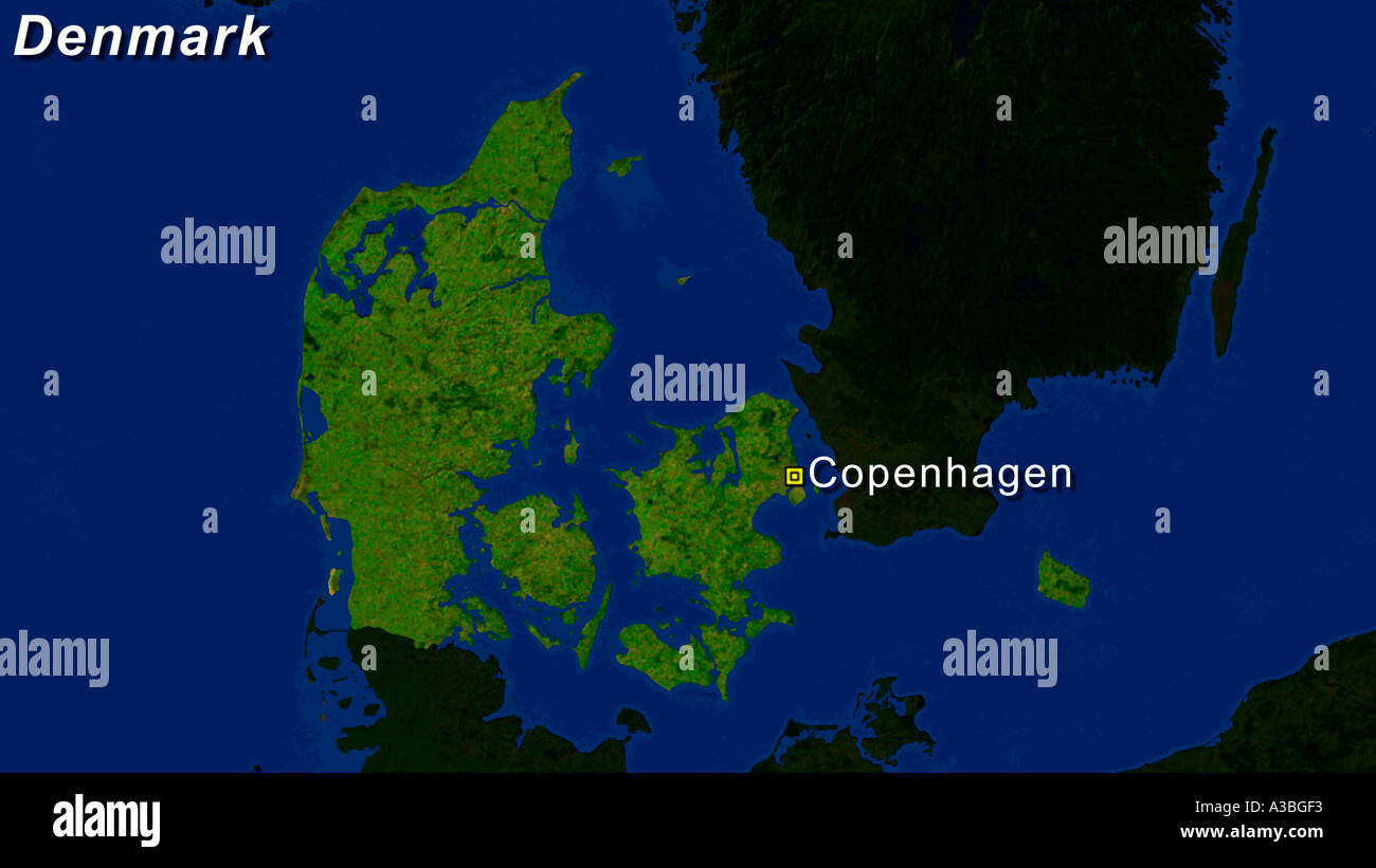 Immagine satellitare della Danimarca a Copenaghen ha evidenziato Foto Stock