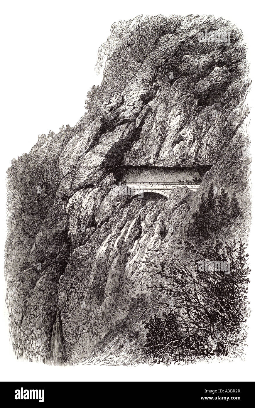Confine val du van massiccio del Giura Francia regione francese della scarpata Comte de travers road bridge tunnel cavallo cliff creux Switze svizzero Foto Stock