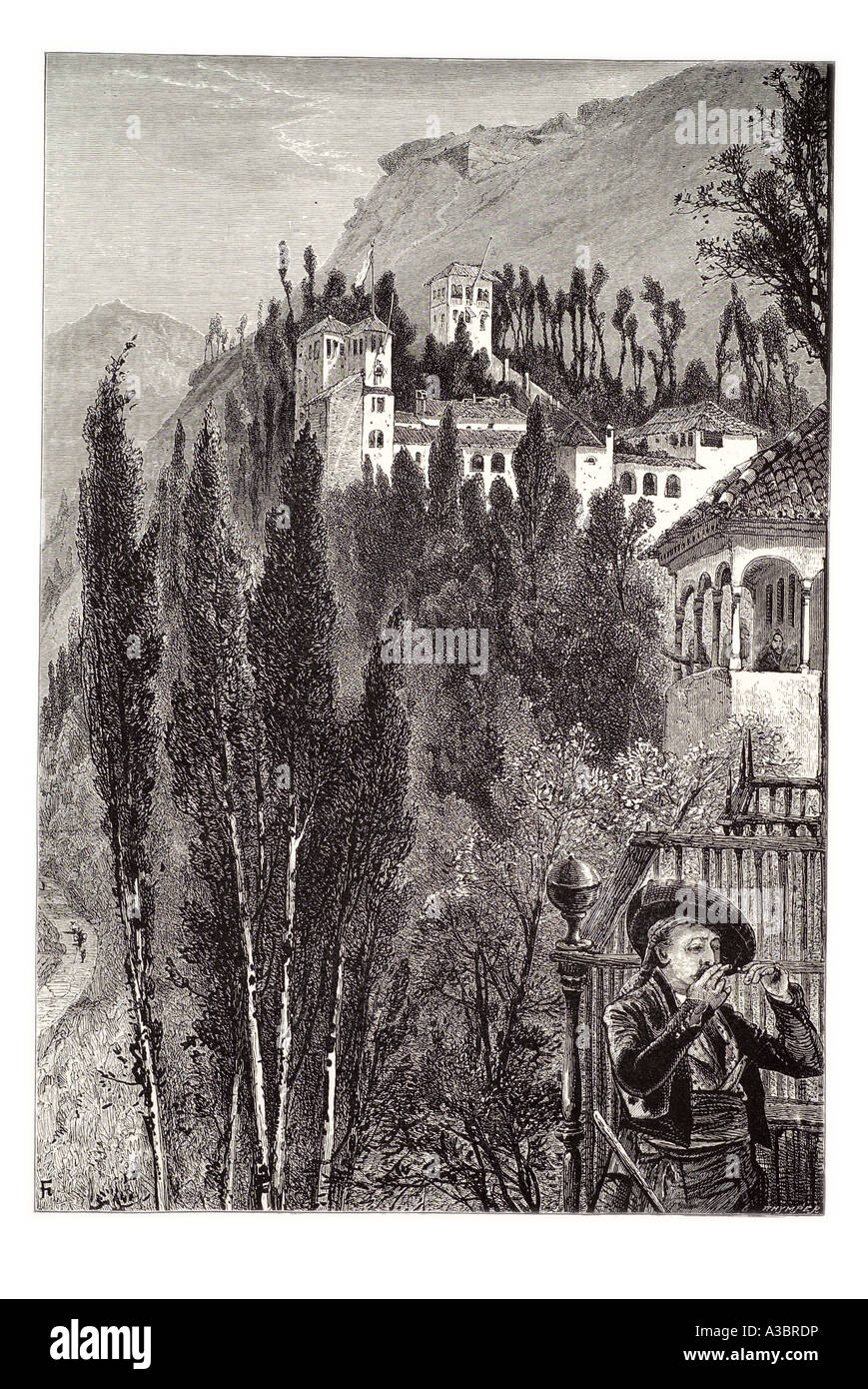 Granada costa orientale della Spagna Espana Andalusia Andalusia arabo moresco alcazar islamica uomo vestito nazionale casa montagna generalife Foto Stock