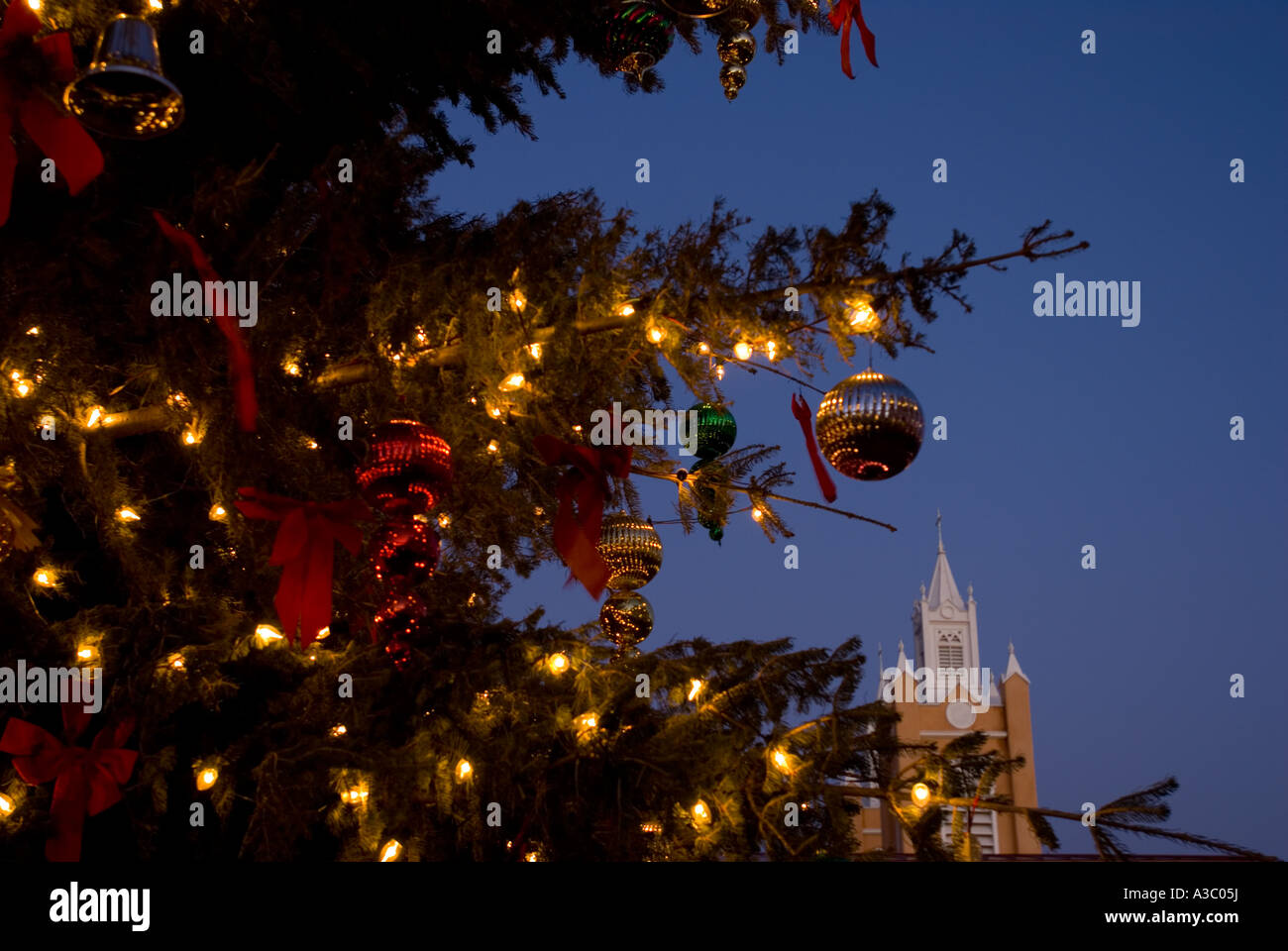 Vigilia di Natale arriva a Albuquerque Nuovo Messico della Città Vecchia. Foto Stock