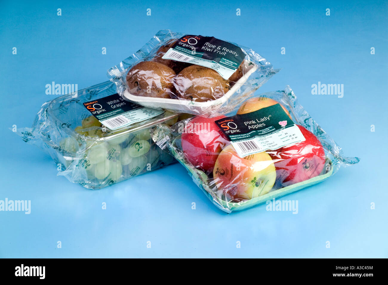 Compostabile all'imballaggio della frutta da un non GM fonte Foto Stock