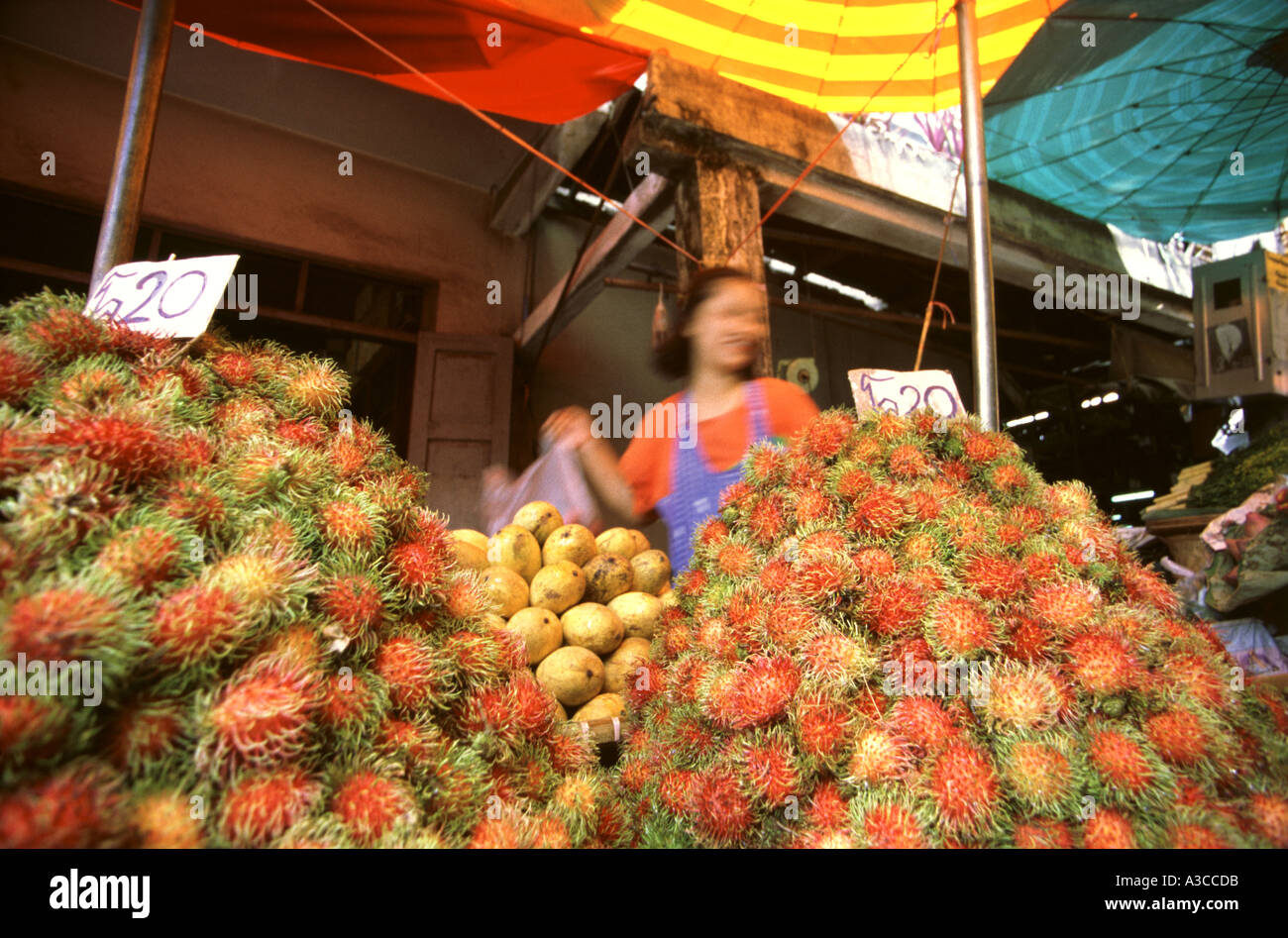 Phuket frutta frutto wasp lichees rambutan frutti Foto Stock