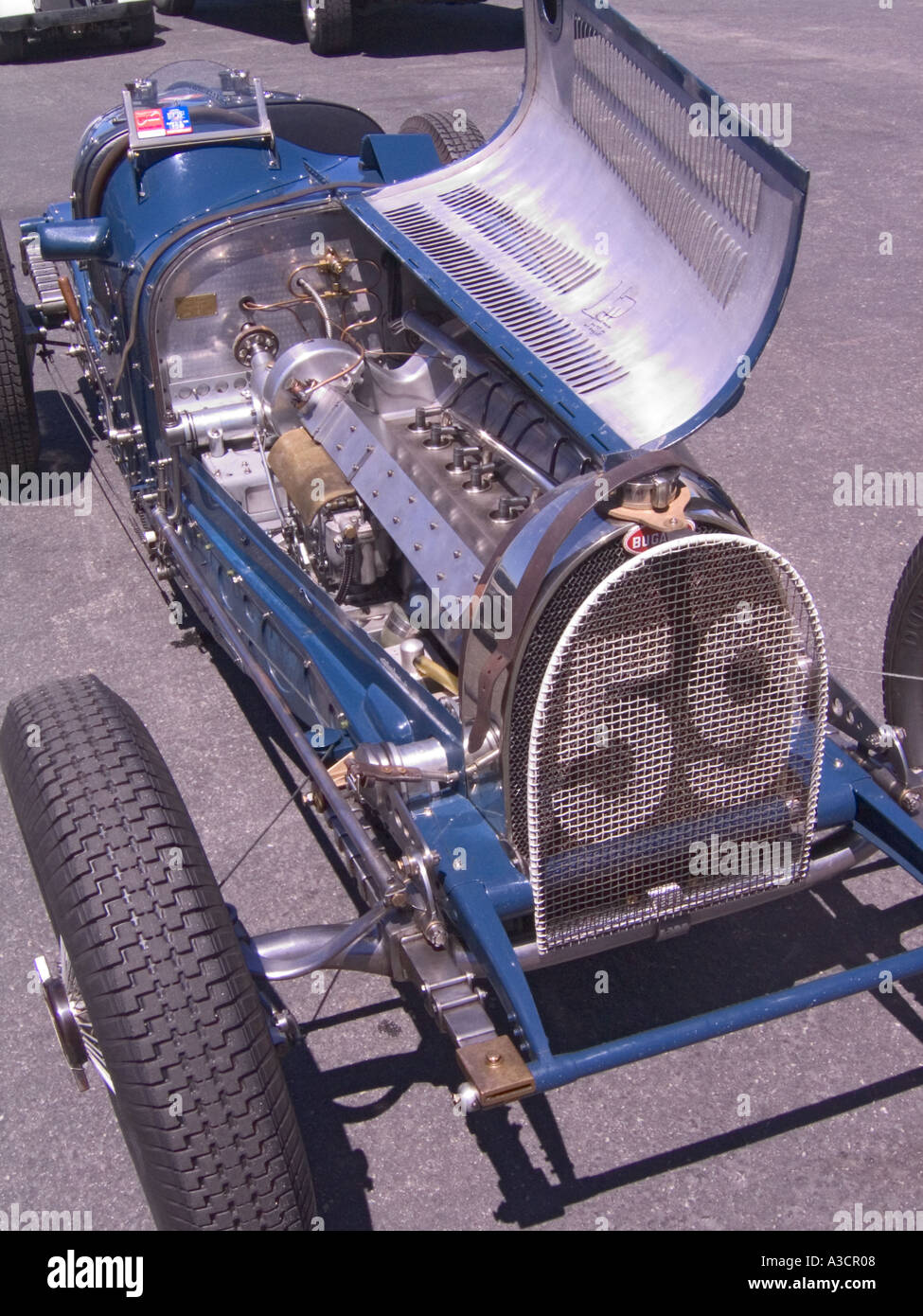 Rolex Monterey Historic gare automobilistiche Laguna Seca Raceway California classico motore Bugatti dettaglio Foto Stock