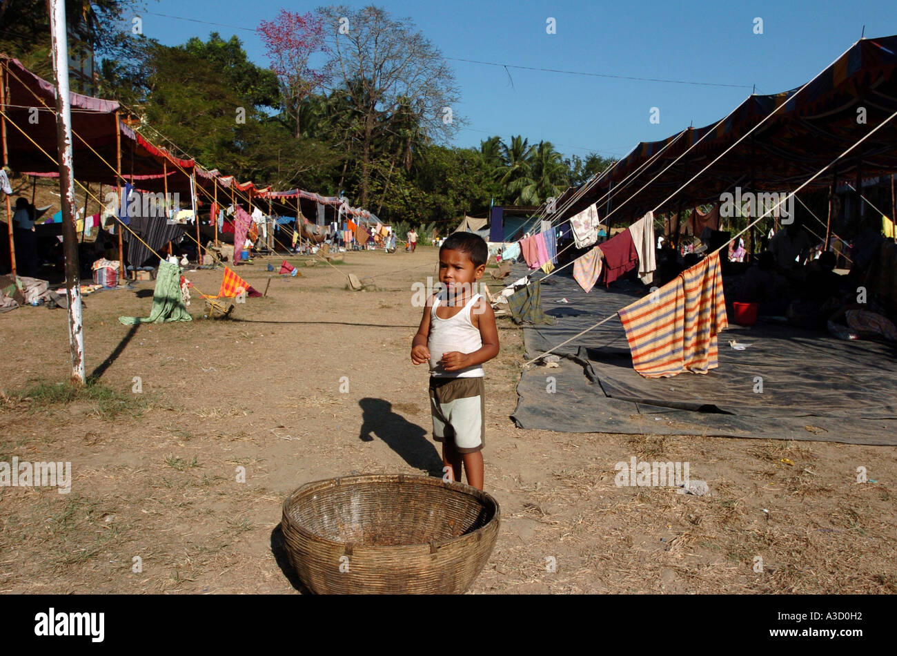 VCA76785 Port Blair campo profughi dopo lo tsunami nelle Isole Andamane India Foto Stock