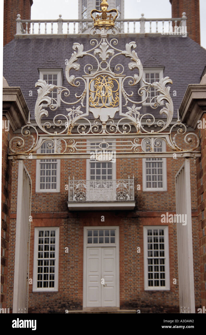 Governatore S PALACE GATE nella Colonial Williamsburg. Virginia STATI UNITI D'AMERICA Foto Stock