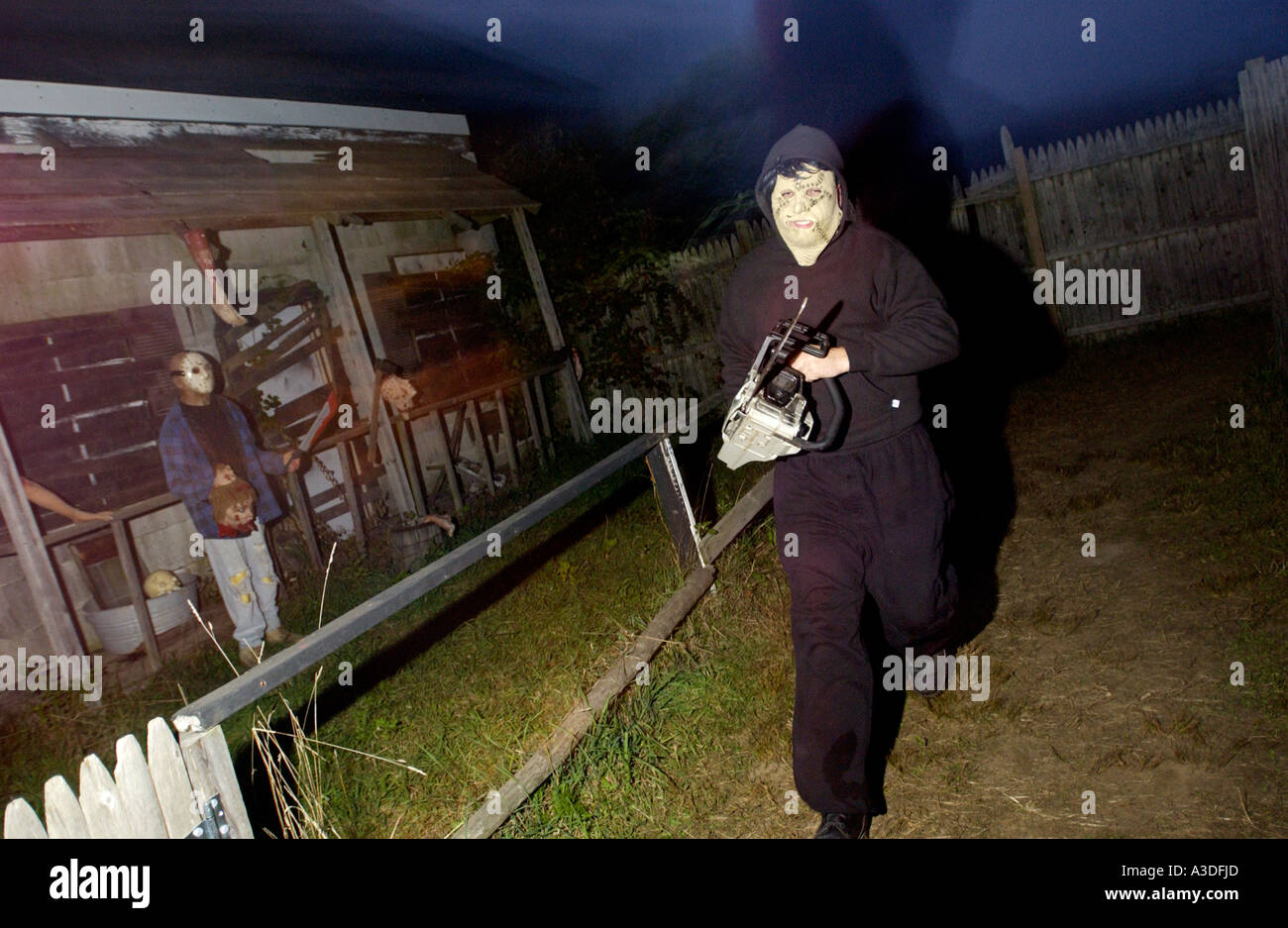 Parte 2 Le immagini dal Darkside Haunted House sulla Rt 25 nel guadare il fiume Ottobre 10 2003 Foto di Gordon M Grant Foto Stock
