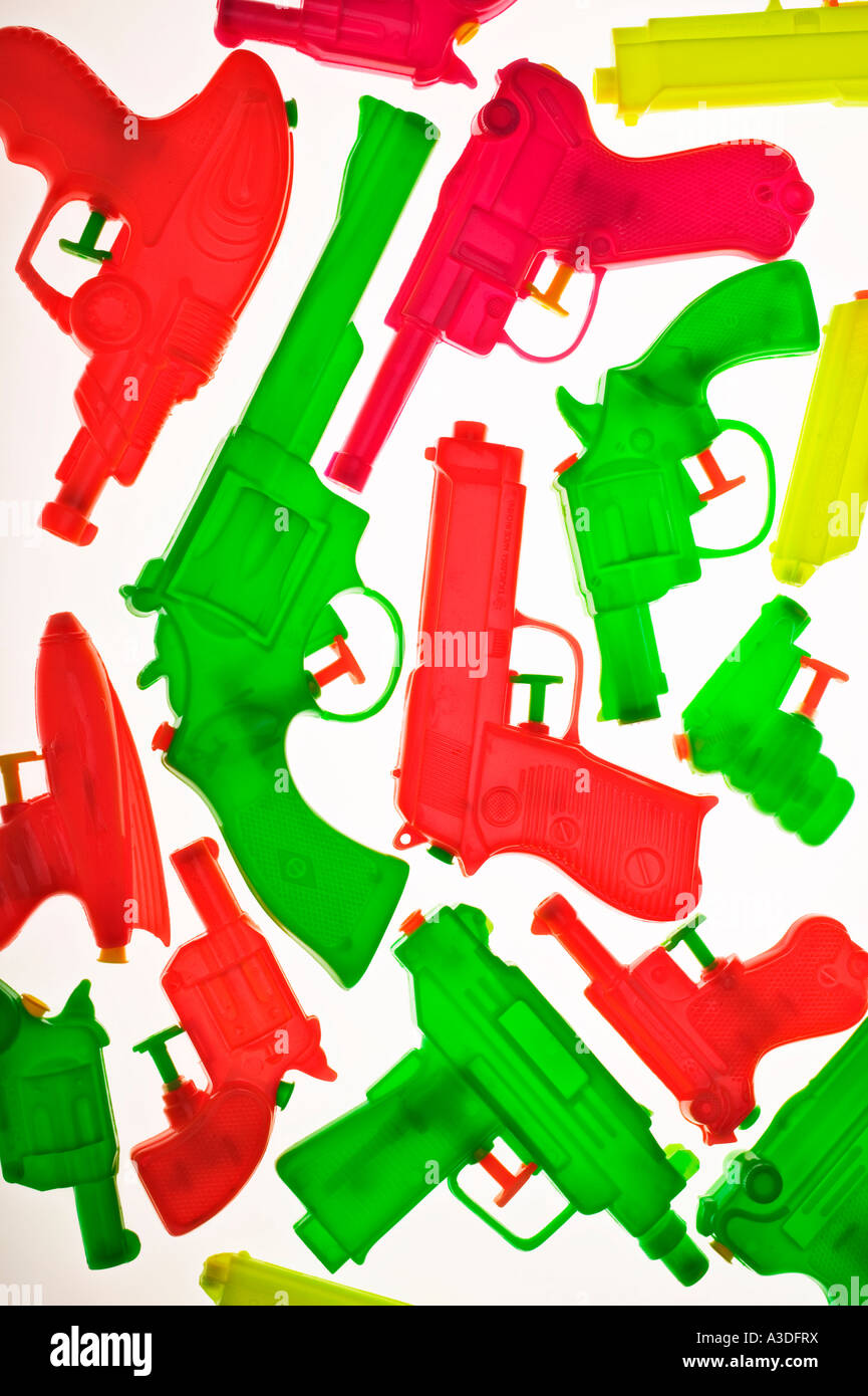 Assortimento di giocattoli squirt pistole Foto Stock