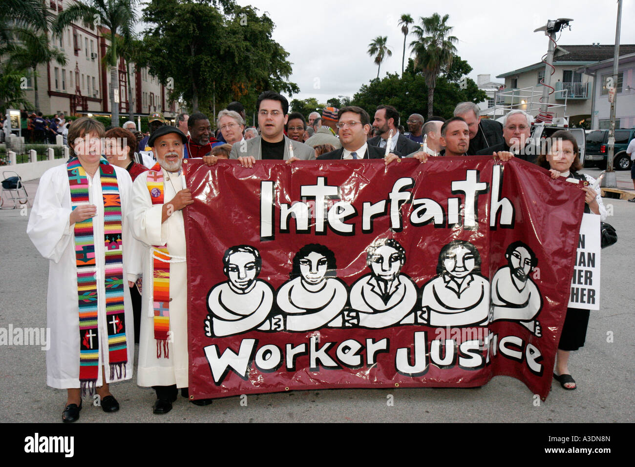 Miami Beach Florida,Martin Luther King Day,Junior,Jr.,L.,MLK,M.L.K.,Interfaith Prayer Vigil & March,Black History,Civil Rights Movement,EQUAL,Labor un Foto Stock