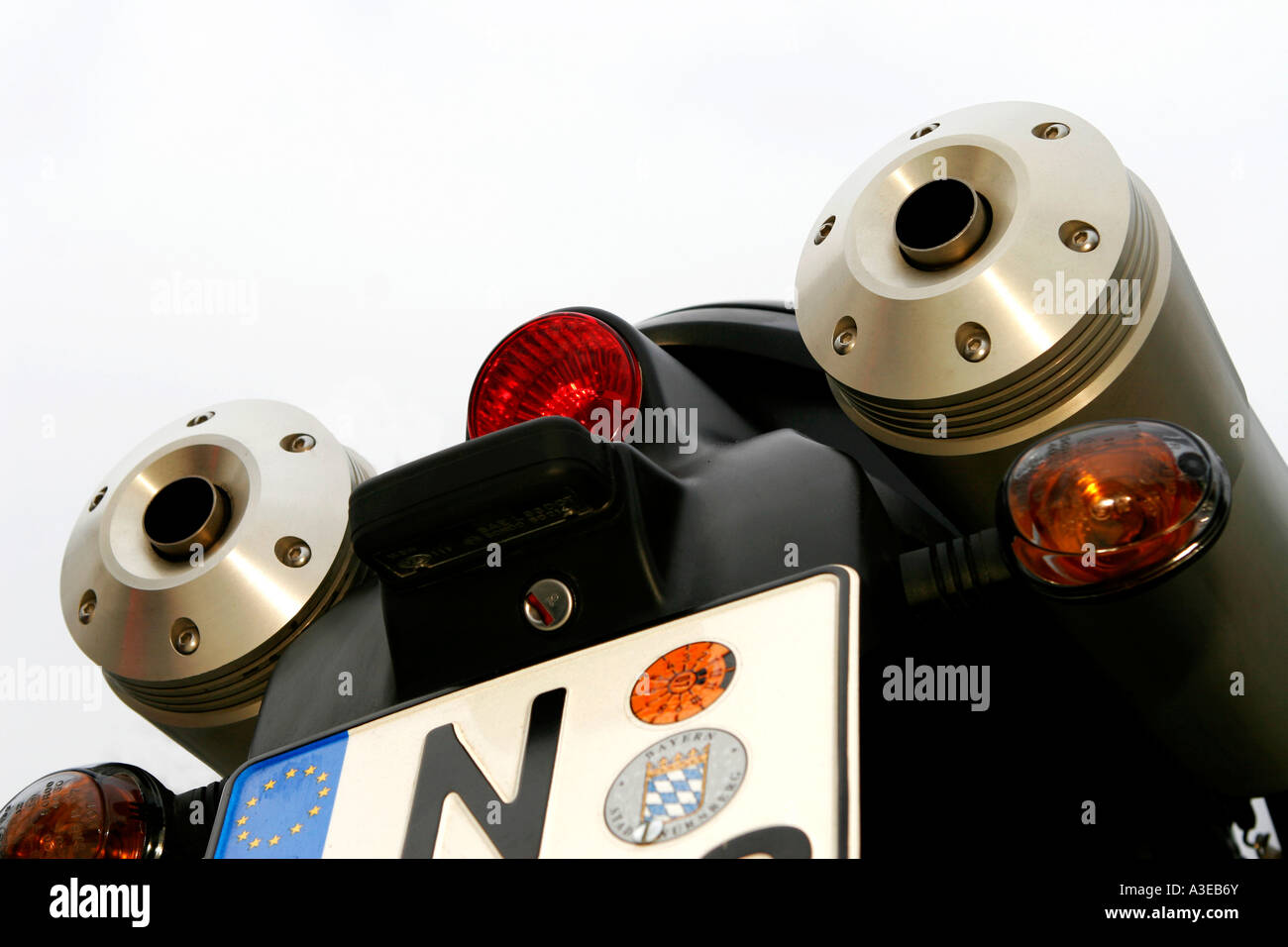 Tubo di scarico motociclo Foto Stock