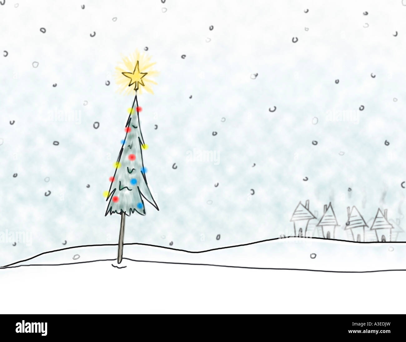 Albero di natale nella neve Foto Stock