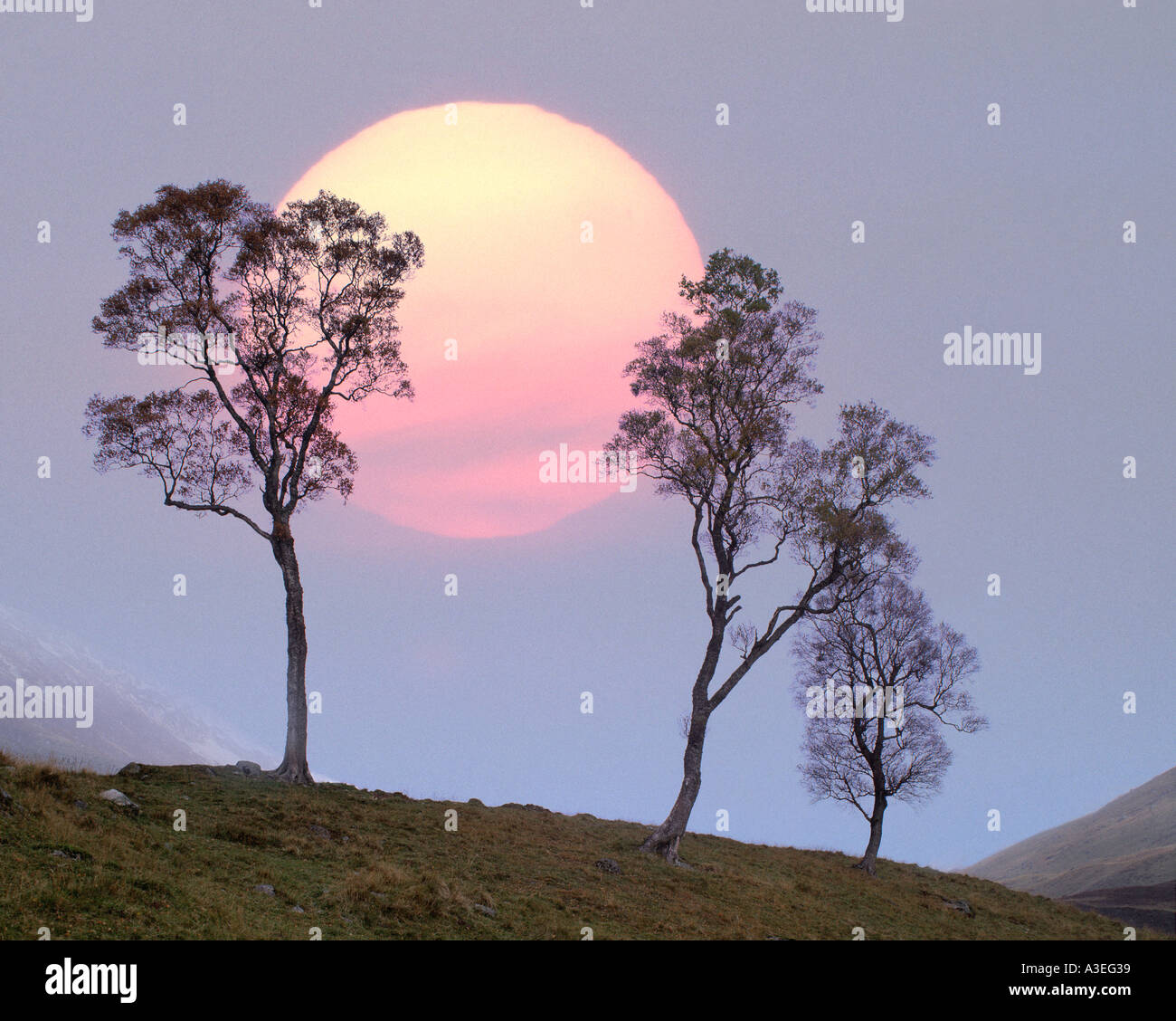 GB - Scozia: inverno tramonto al Glen Lochsie Foto Stock