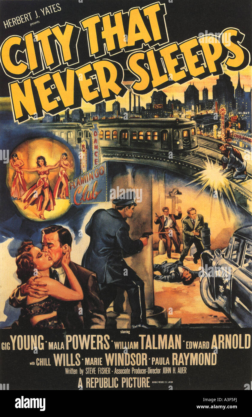 Città che non dorme mai poster per 1953 Repubblica film con Gig Giovani Foto Stock