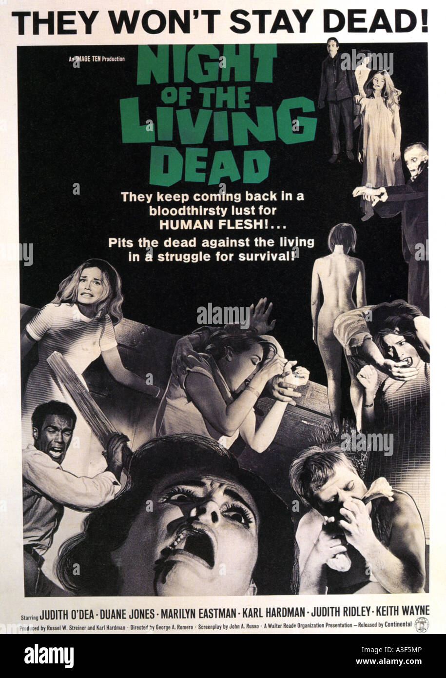 La notte dei morti viventi poster per 1968 Immagine Dieci film Foto Stock
