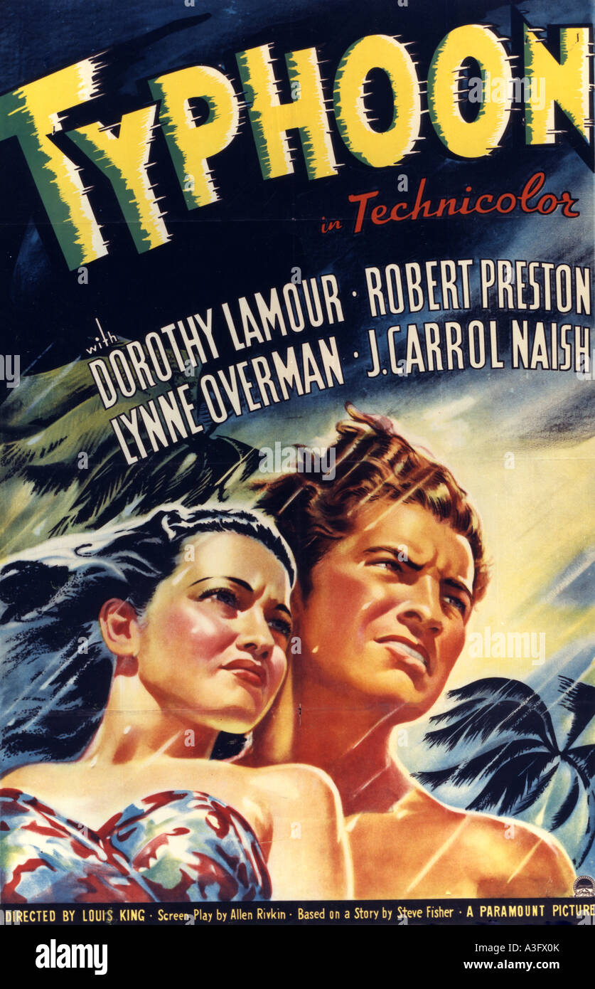 TYPHOON poster per il 1940 Paramount film con Dorothy Lamour e Robert Preston Foto Stock