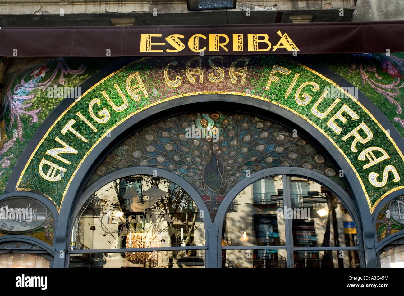 Placa Reial Rambla Bar ristorante cafe Barcelona Foto Stock