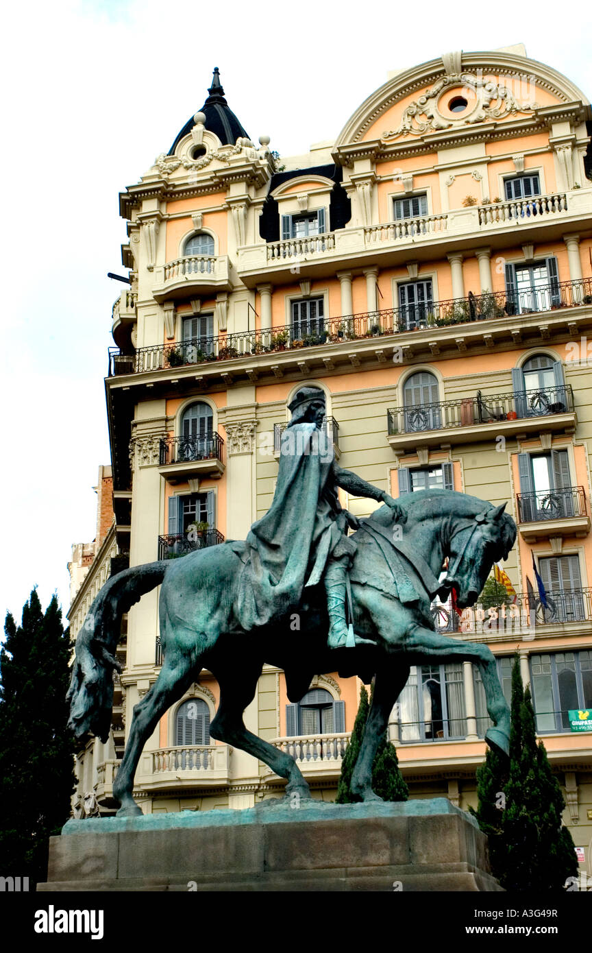 Barcellona Spagna spagnolo uomo a cavallo Rambla Foto Stock