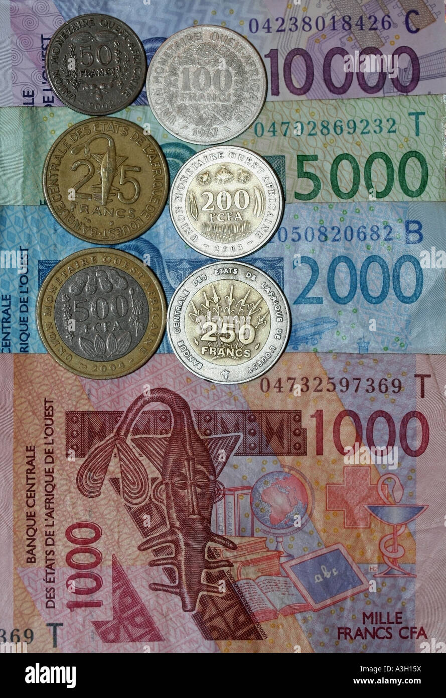 West African CFA o Communauté Financiere Africaine Franc Foto Stock