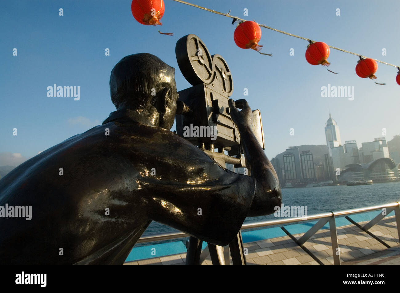 'Sculptures lungo il Viale delle Stelle TST Kowloon Hong Kong" Foto Stock