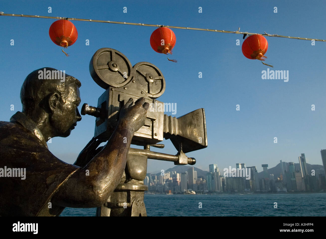 'Sculptures lungo il Viale delle Stelle TST Kowloon Hong Kong" Foto Stock