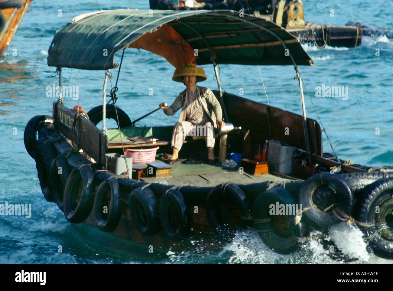 Hong Kong Aberdeen Harbor Boat People Foto Stock