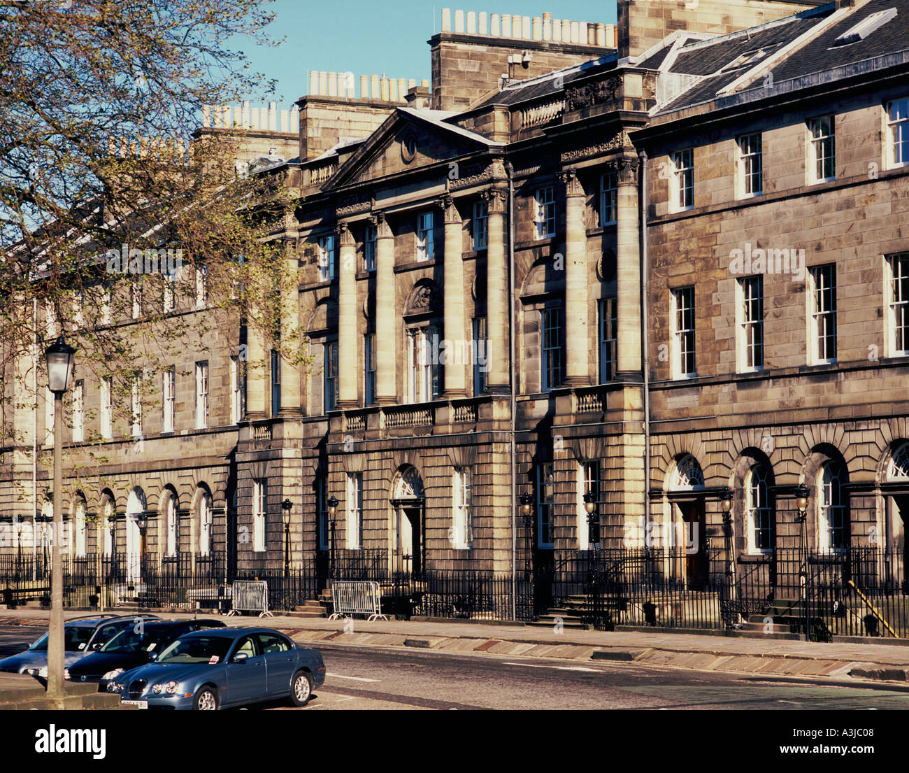 Bute House e il lato nord di Charlotte Square Edimburgo in Scozia Foto Stock