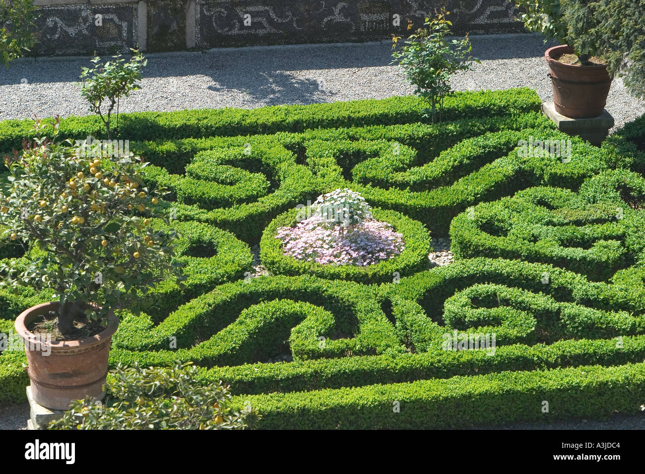 Il procedimento formale di inizio i giardini barocchi di Isola Bella sul Lago Maggiore Italia Foto Stock