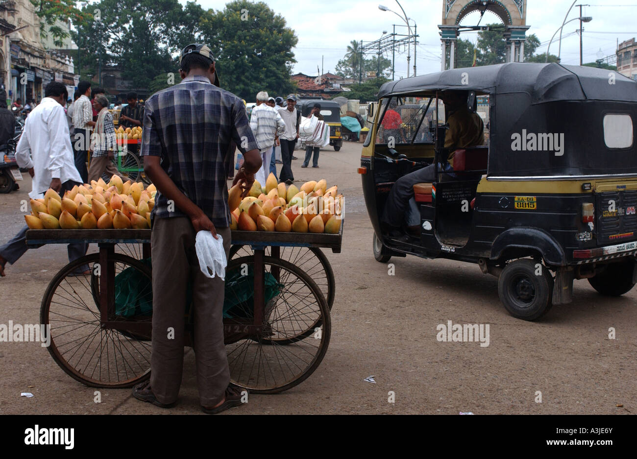 Pressione di stallo di frutta a Mysore, Karnataka, India meridionale Foto Stock