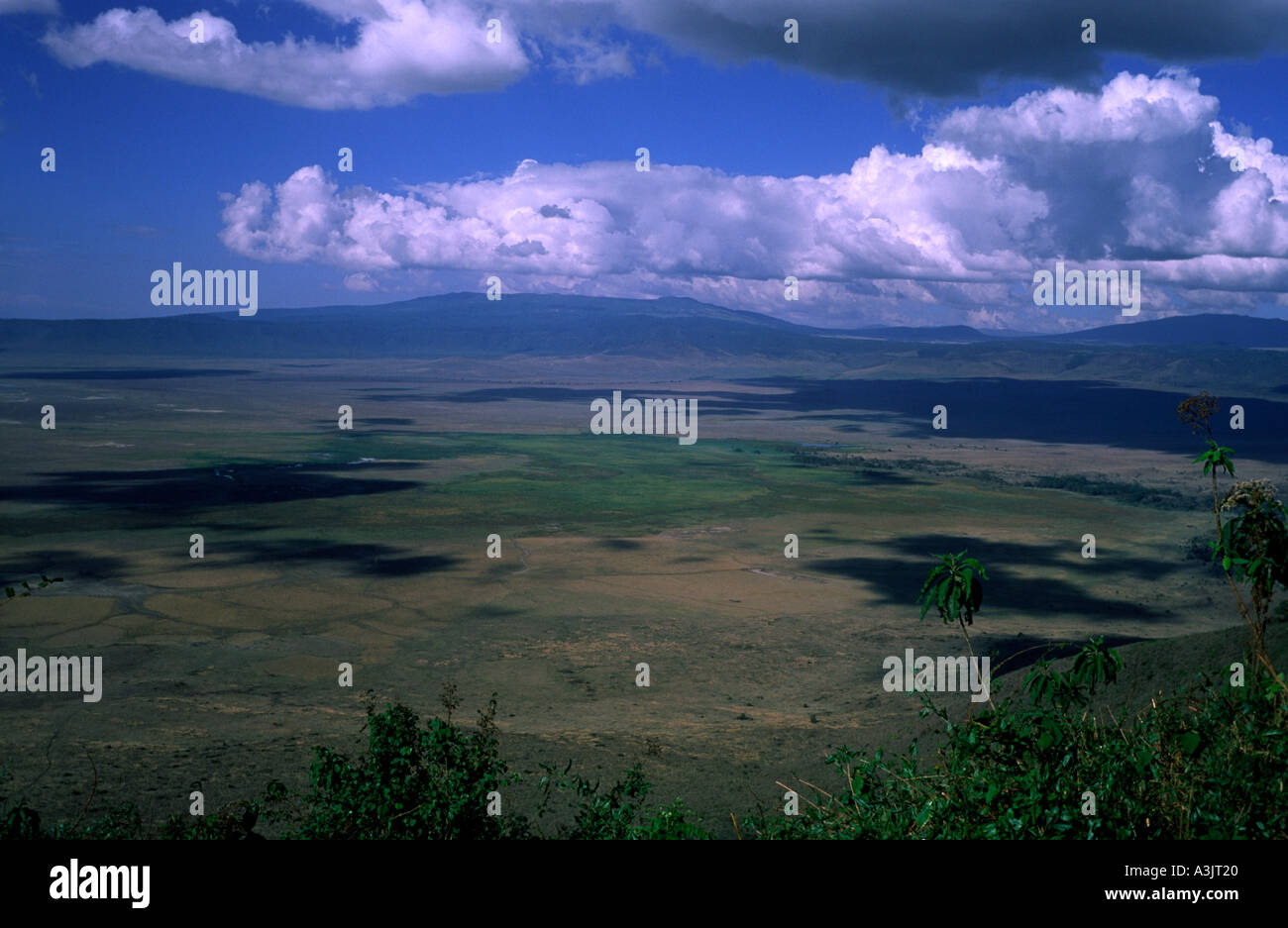 Vista dal bordo del cratere a Ngoro goro in Tanzania nel dicembre del colore colore reportage paesaggio fujichrome 1994 Foto Stock