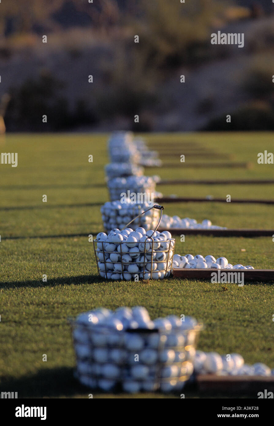 Palline da golf driving range Foto Stock