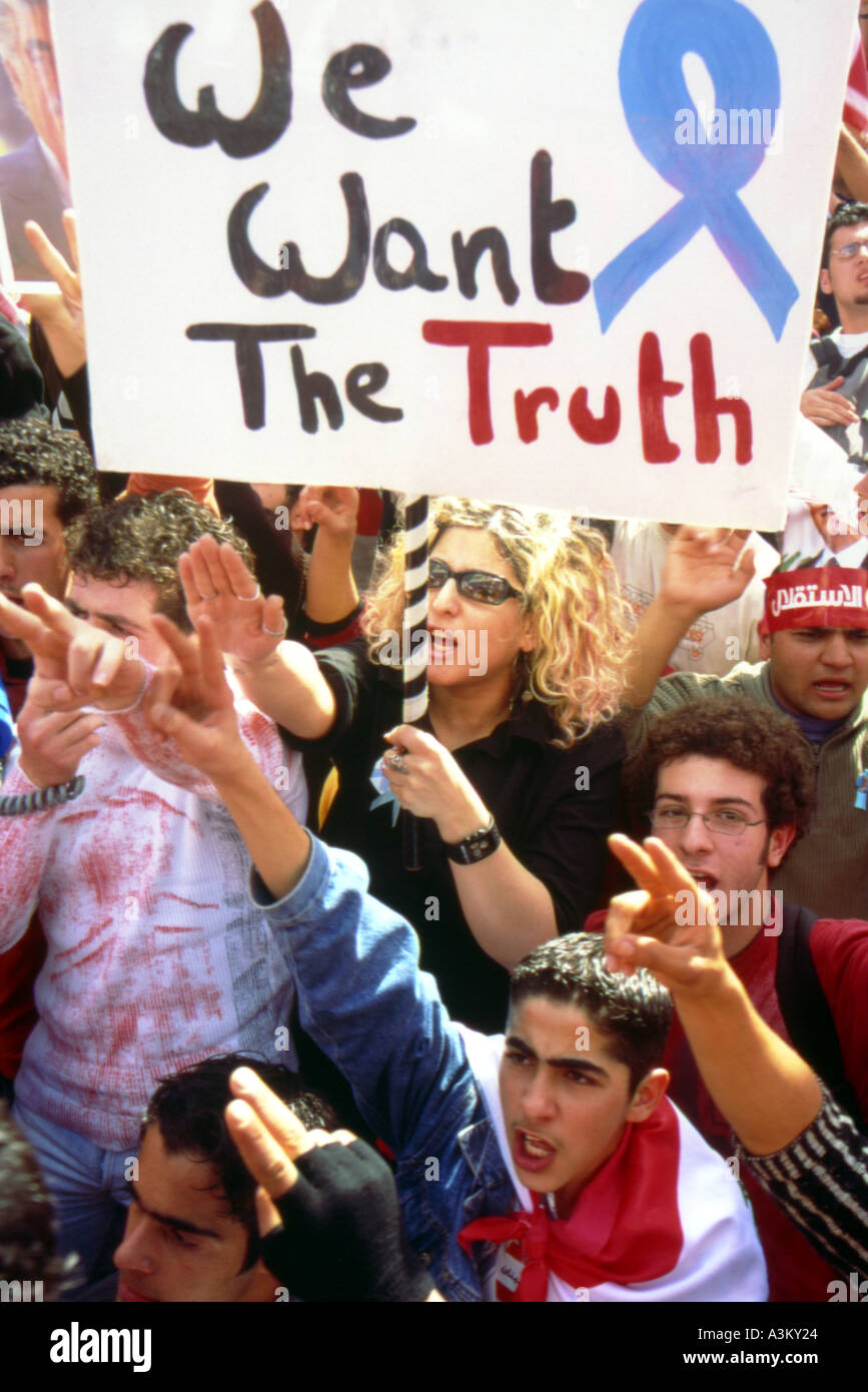 Noi vogliamo la verità Beirut Libano Foto Stock