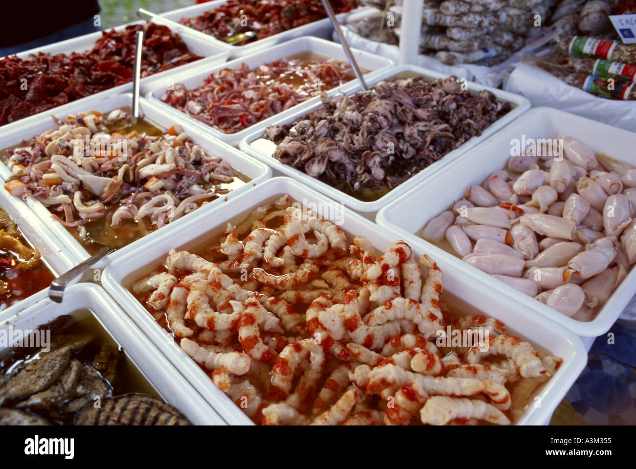 Mercato del pesce del mare del Nord in Belgio Foto Stock