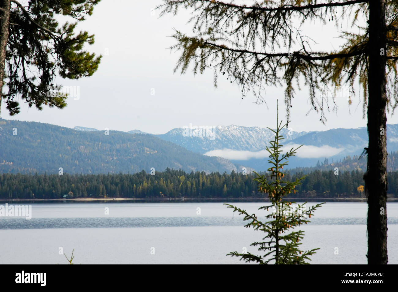 Payette lago vicino McCall Idaho USA con montagne in lontananza Foto Stock