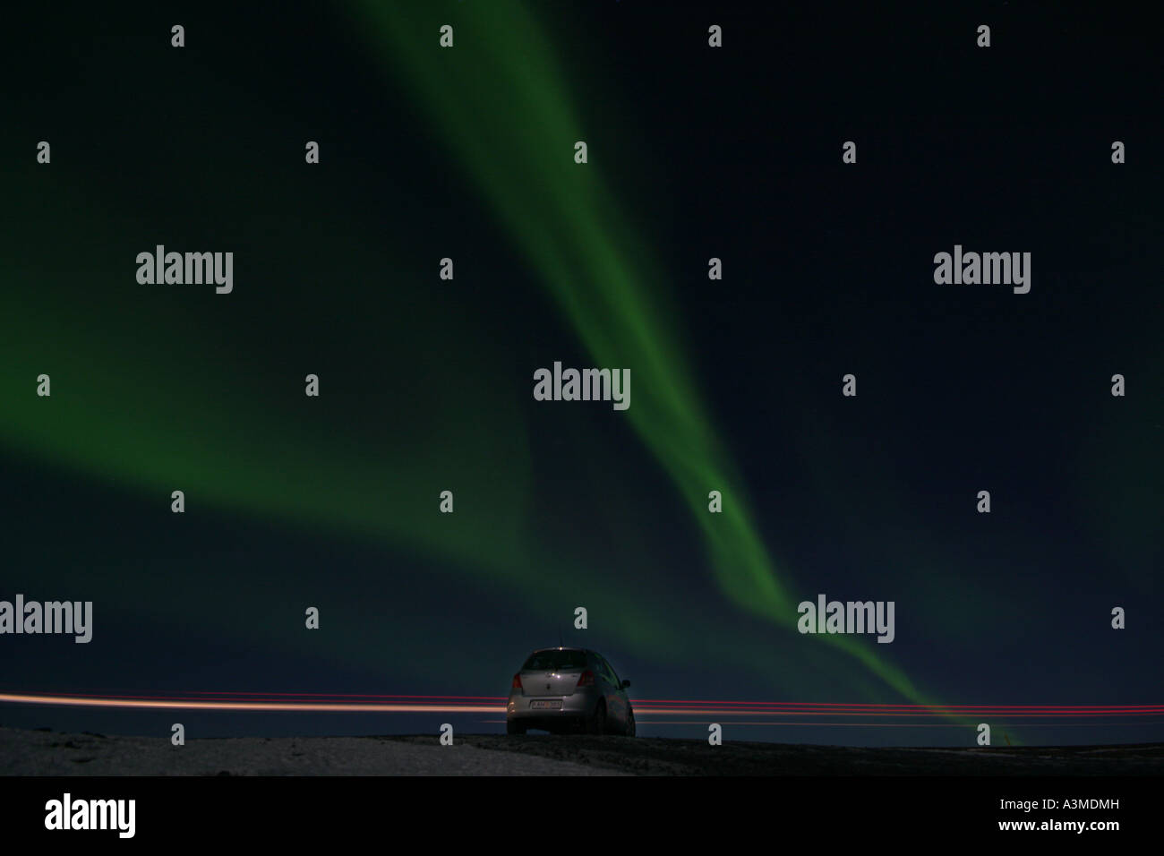 Luci del Nord in Islanda Foto Stock