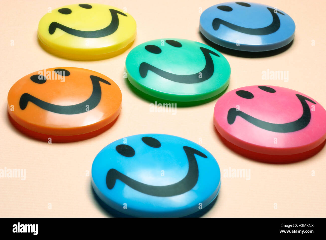 Smiley magneti per il frigo Foto Stock