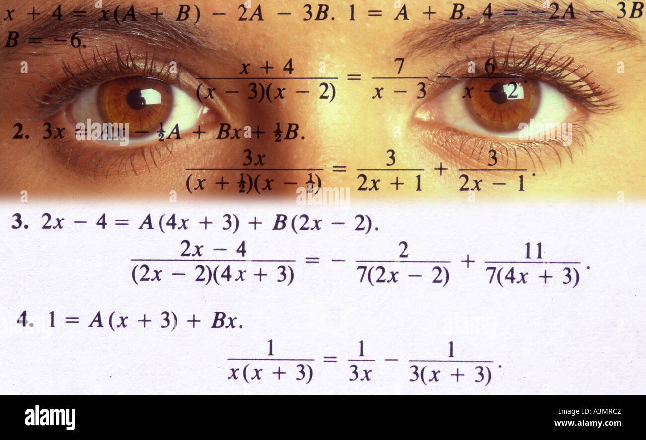 Concetto closeup di occhi femmina con simboli immagine miscelato sulla faccia Foto Stock