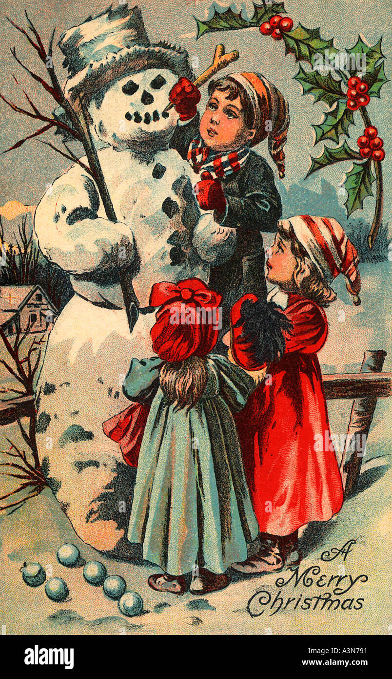 Vintage Natale carta illustrazione Foto Stock