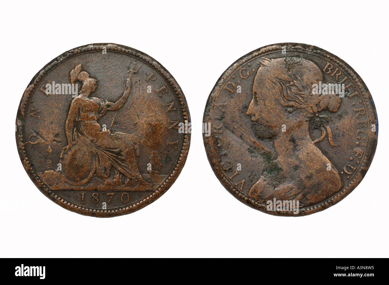 Vecchie monete antiche d'epoca Re Carlo II una Farthing Moneta di rame  Britannia patrono del Britan Britain 1674 Foto stock - Alamy