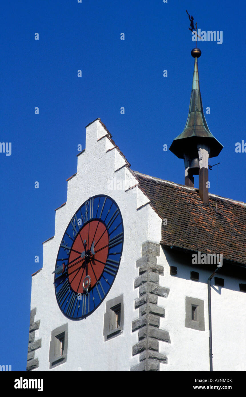 Orologio del Untertor nella città di Stein am Rhein Lago di Costanza in Svizzera Foto Stock