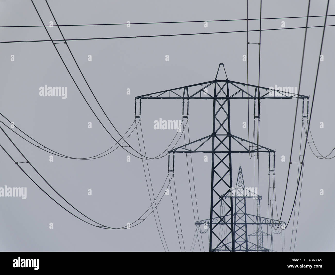 Linea di trasmissione di potenza power pole Foto Stock