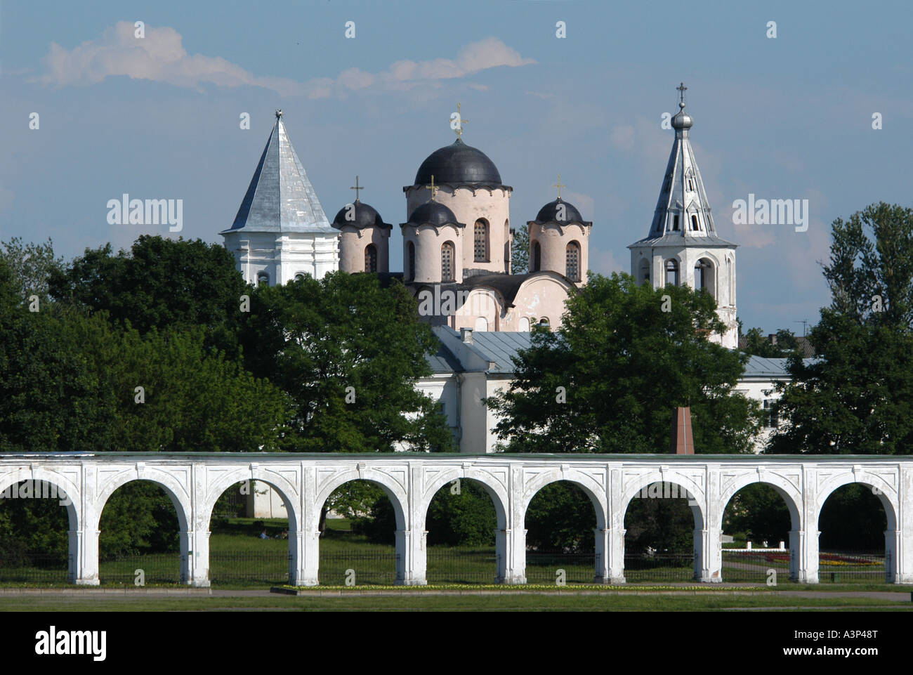 Saint Nicholas' Cattedrale su Yaroslav della Corte in Velikiy Novgorod, Russia. Foto Stock